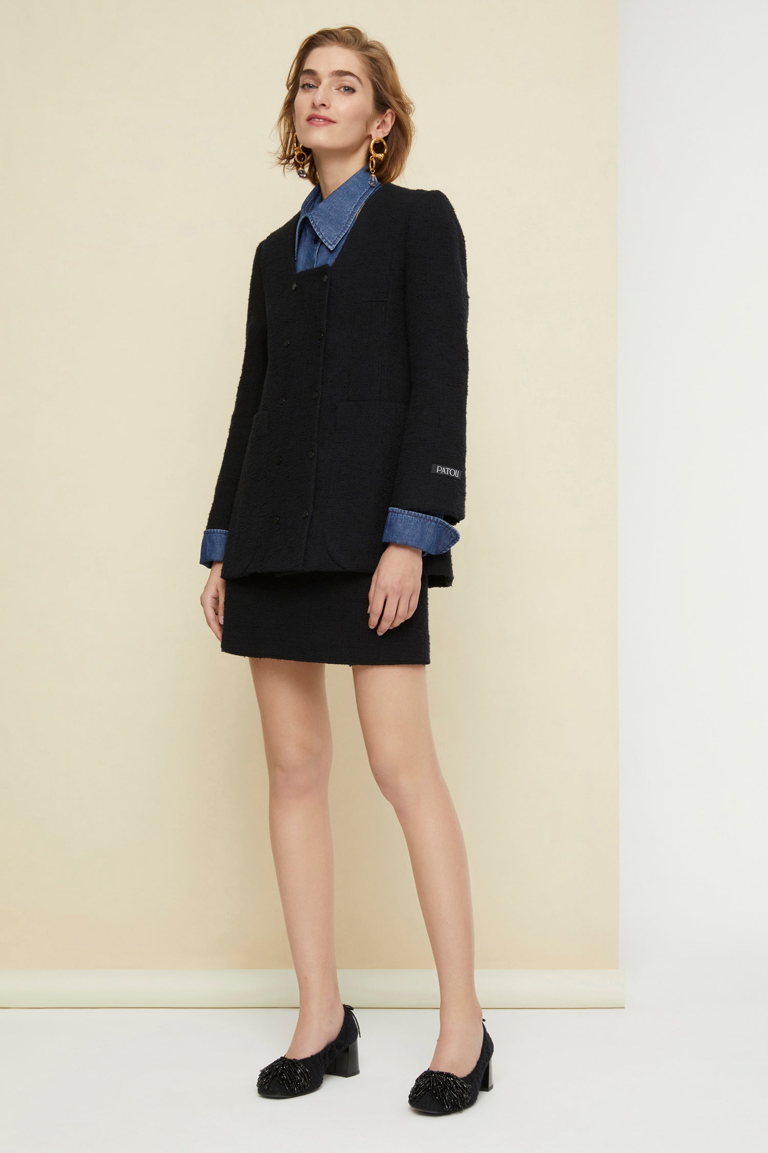 【美品】 PATOU Black Ruched Heels 35 パトゥ PATOU（パトゥ）