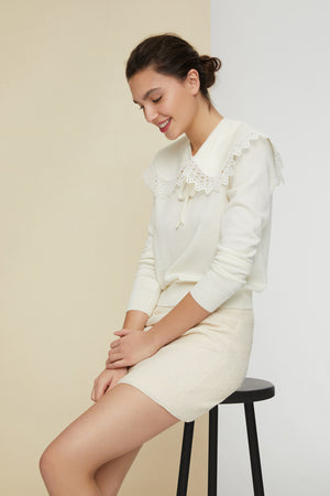 クロシェ カラー ファインウール ジャンパー