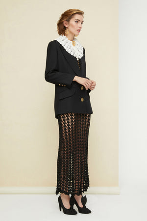 Vestito lungo in crochet bicolore