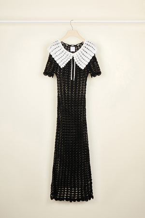 Vestito lungo in crochet bicolore