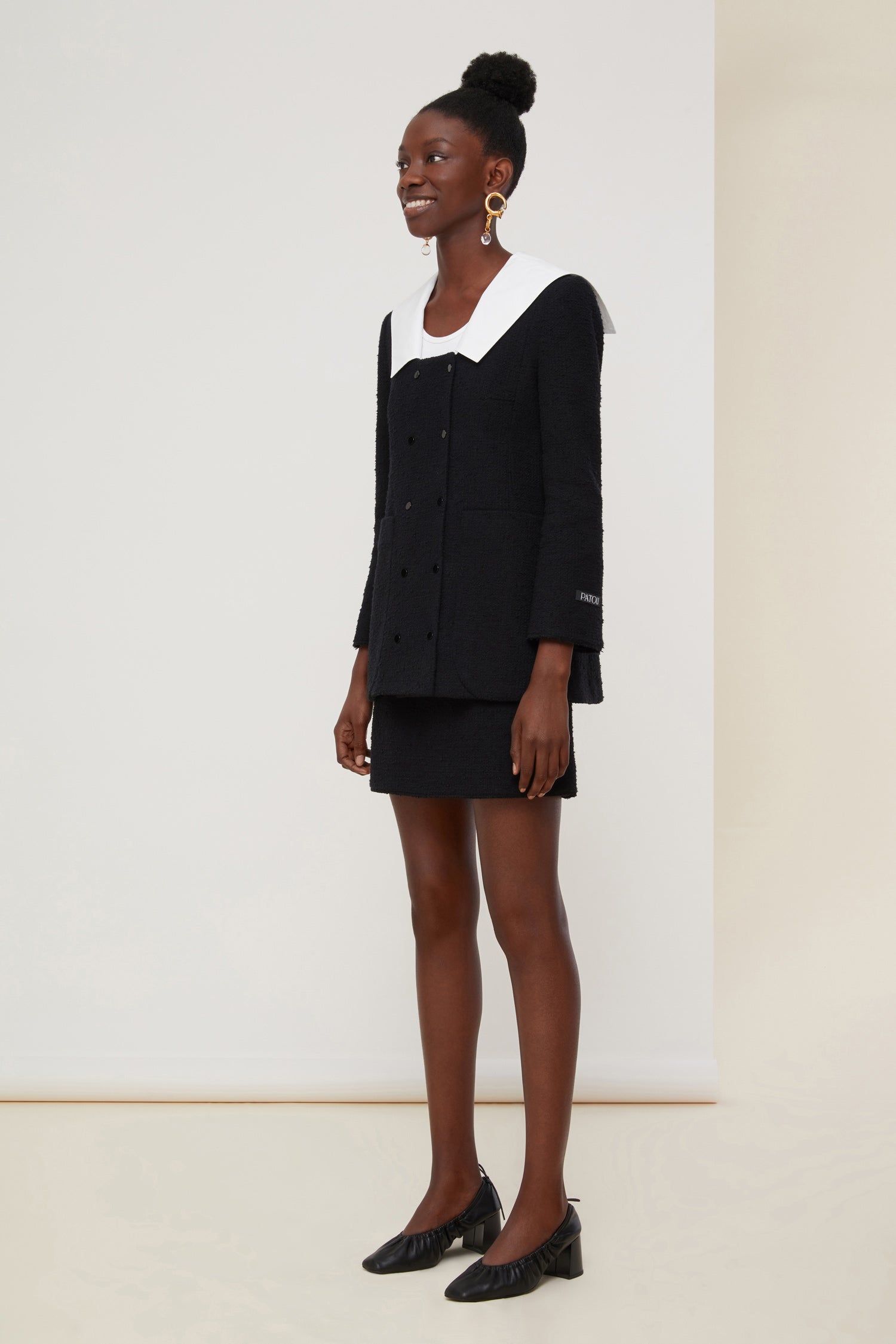 Patou - Cotton tweed miniskirt - Black - New ways to look at tweed.Black cotton tweed miniskirt. Zip fastening at the back. Fully lined.