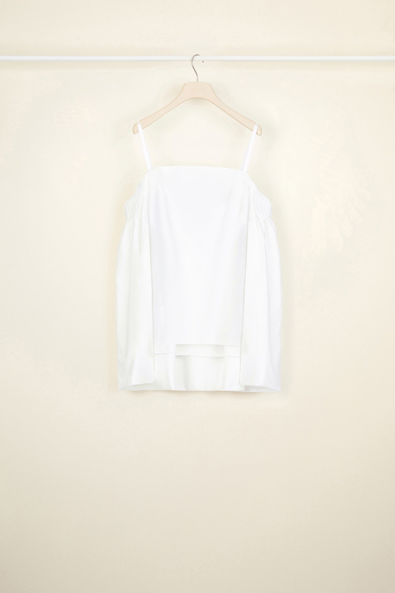 Patou - Cold-shoulder cape poplin top - White - The mock-cape that frames the shoulders.White organic cotton poplin top. Cape-style design with an elasticated off-the-shoulder neckline and elasticated armholes.