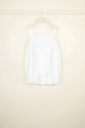 Cold-shoulder cape poplin top