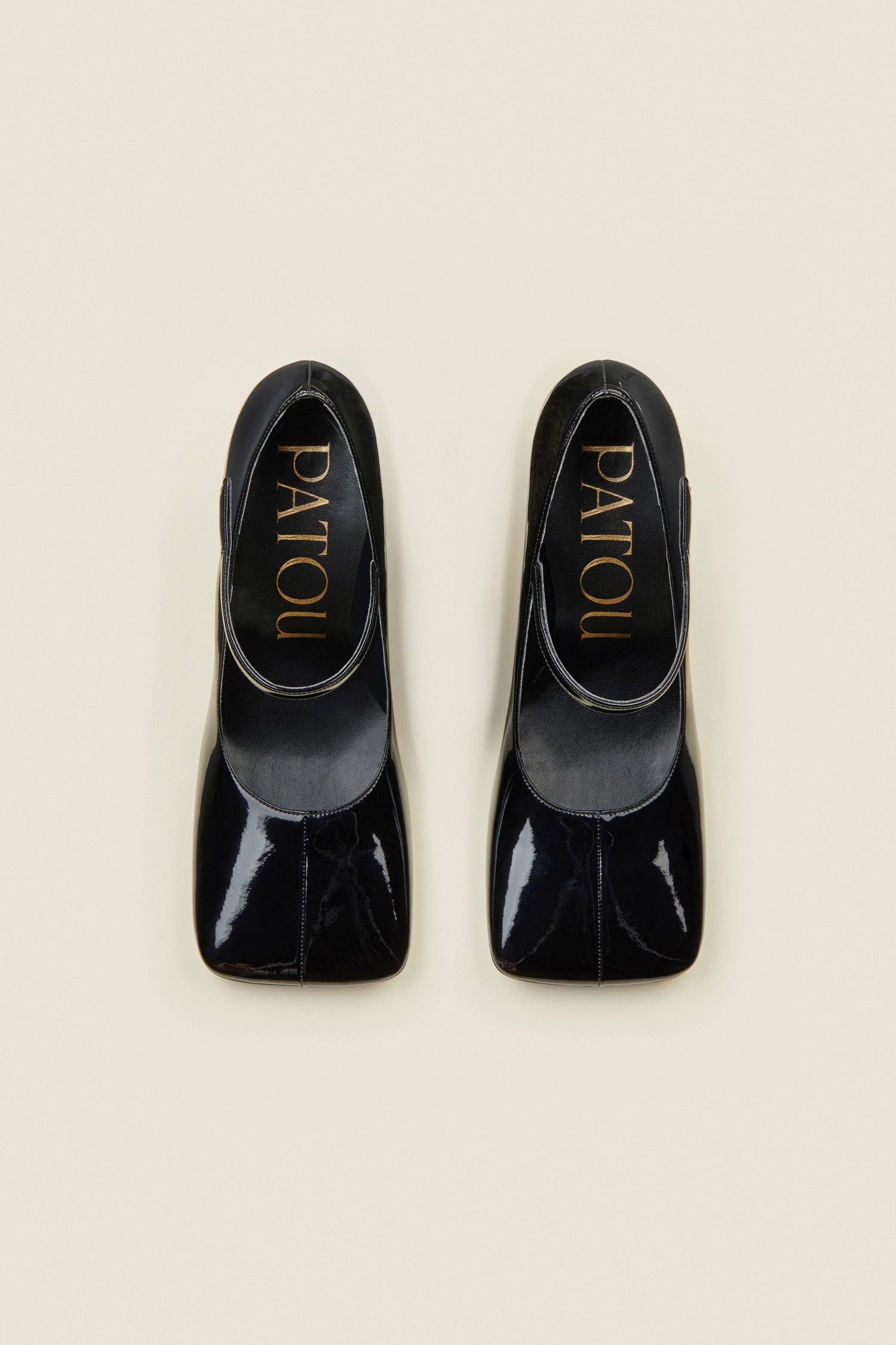 Patou - Mary Jane pumps in faux patent leather - Black - A square toe, a sculpted heel, a winning pair for a footwear debut.Black faux patent leather Mary Jane pumps. Square toe. Thin strap. Slightly slanted heel.