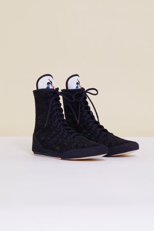 Sneakers alte ricamate - Blu marino