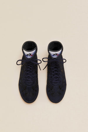 Sneakers alte ricamate - Blu marino