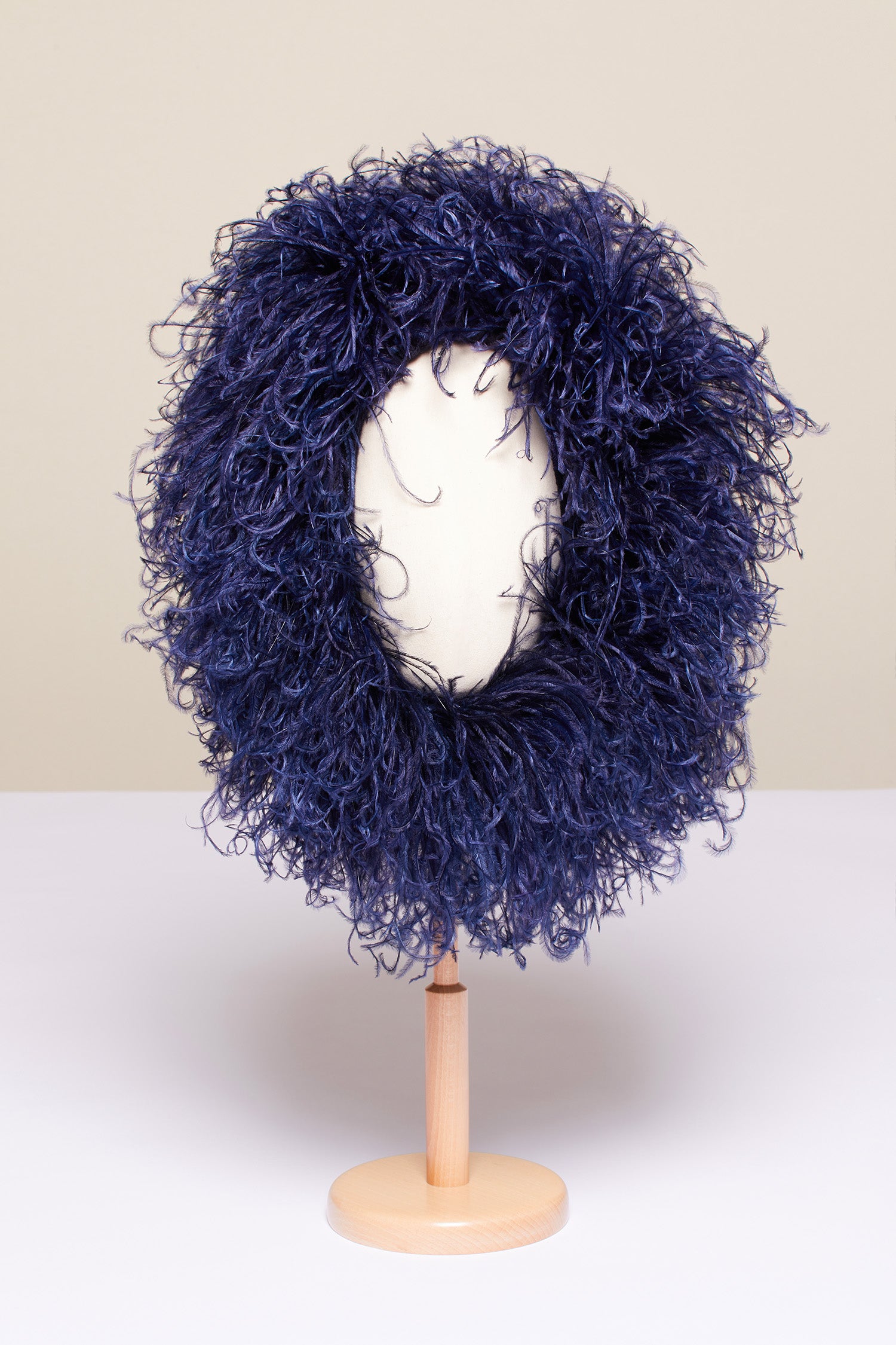 Patou - Feather embellished Merino wool hat - Navy - A feather embellishment for the Patou girl.Navy Merino wool hat with ostrich feather embellishment all over. Fastened under the chin with an engraved gold-coloured button.