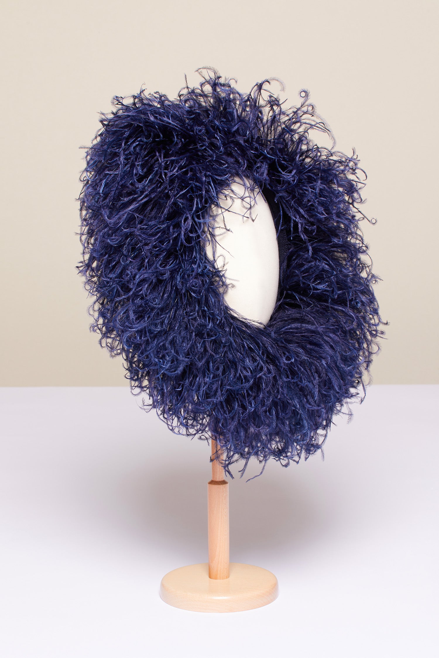 Patou - Feather embellished Merino wool hat - Navy - A feather embellishment for the Patou girl.Navy Merino wool hat with ostrich feather embellishment all over. Fastened under the chin with an engraved gold-coloured button.