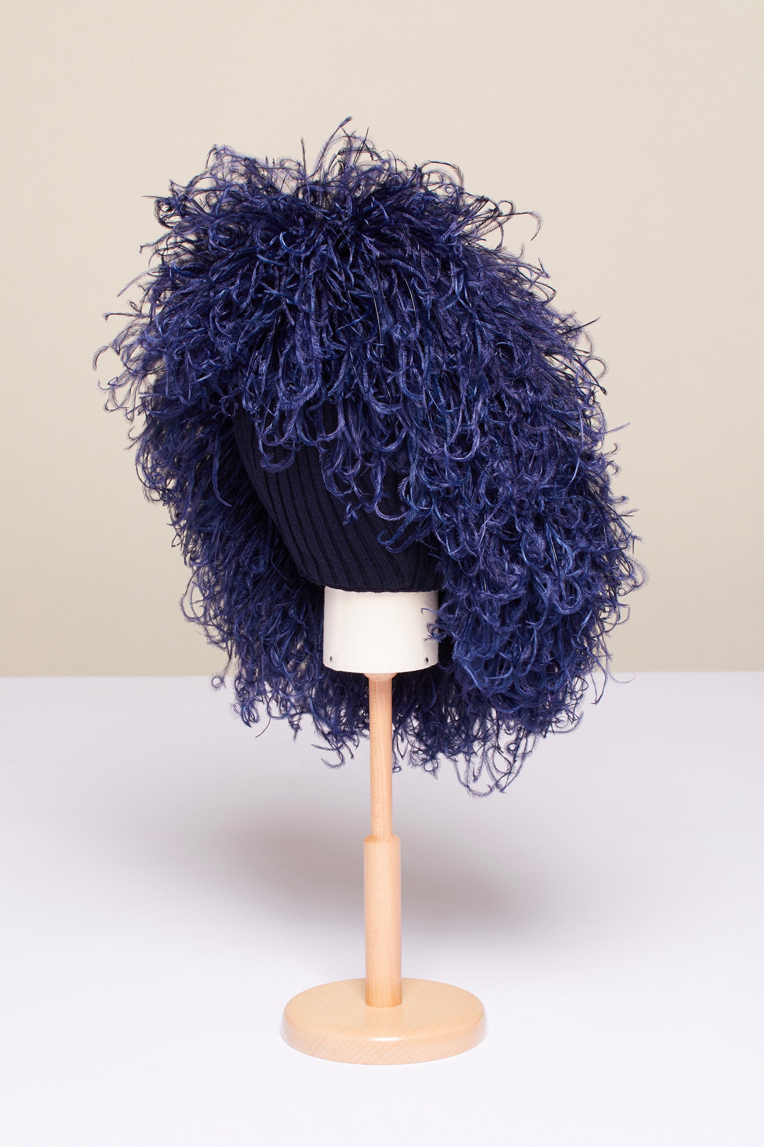 Patou - Feather embellished Merino wool hat - Navy - A feather embellishment for the Patou girl.Navy Merino wool hat with ostrich feather embellishment all over. Fastened under the chin with an engraved gold-coloured button.