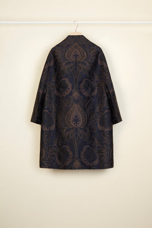 Cappotto oversize in broccato di seta floreale