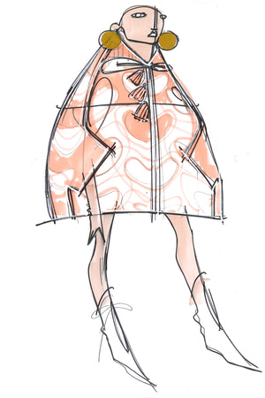 Cappotto oversize in broccato di seta floreale