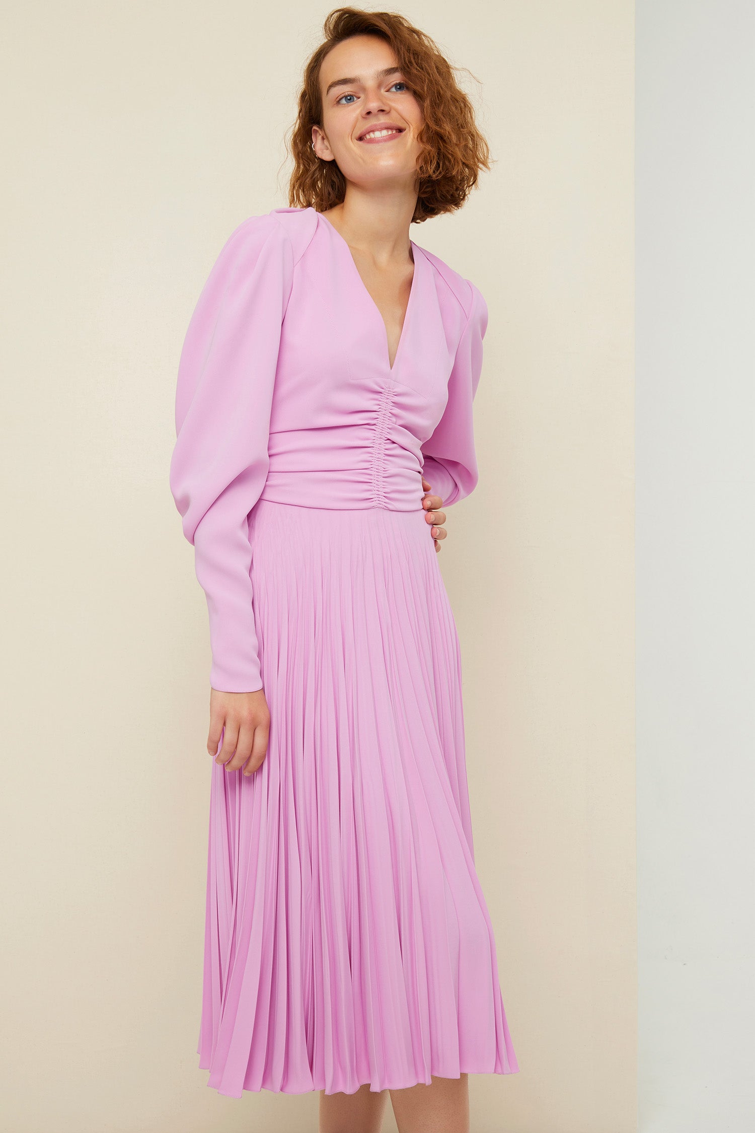 Patou | Twisted collar pleated dress - Lilac Patou | Twisted collar pleated dress - Lilac