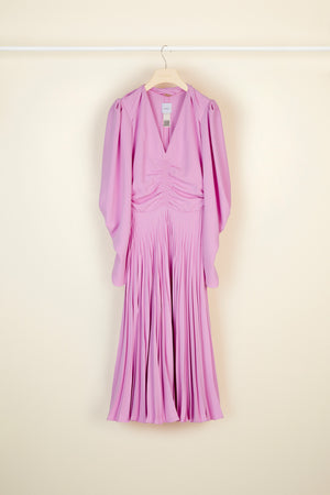 Twisted collar pleated dress