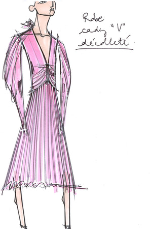 Twisted collar pleated dress