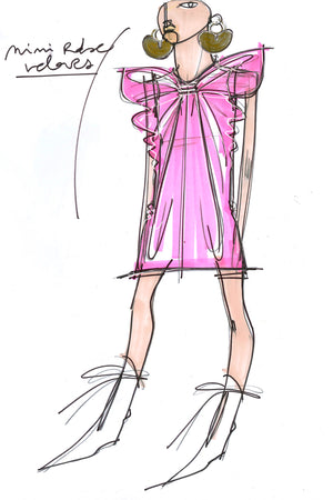 Oversized bow velvet mini dress