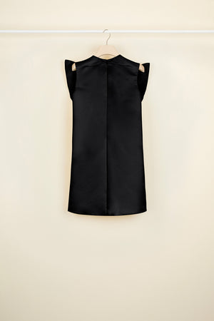 Oversized bow satin mini dress