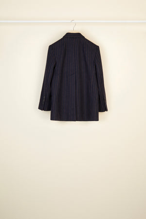 Double-breasted chalk stripe wool jacket