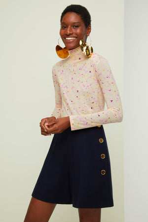 High neck printed jersey top