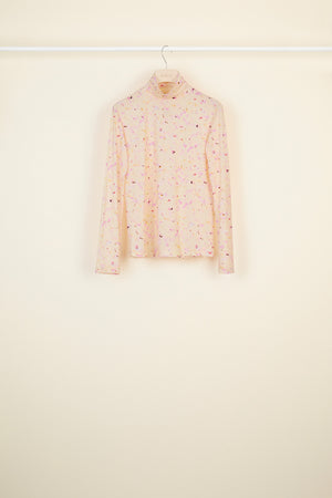 High neck printed jersey top