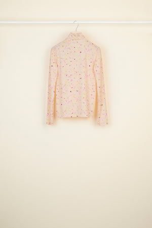 High neck printed jersey top