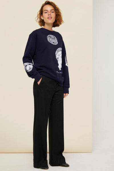 Patou | Printed cotton oversized sweatshirt - Navy