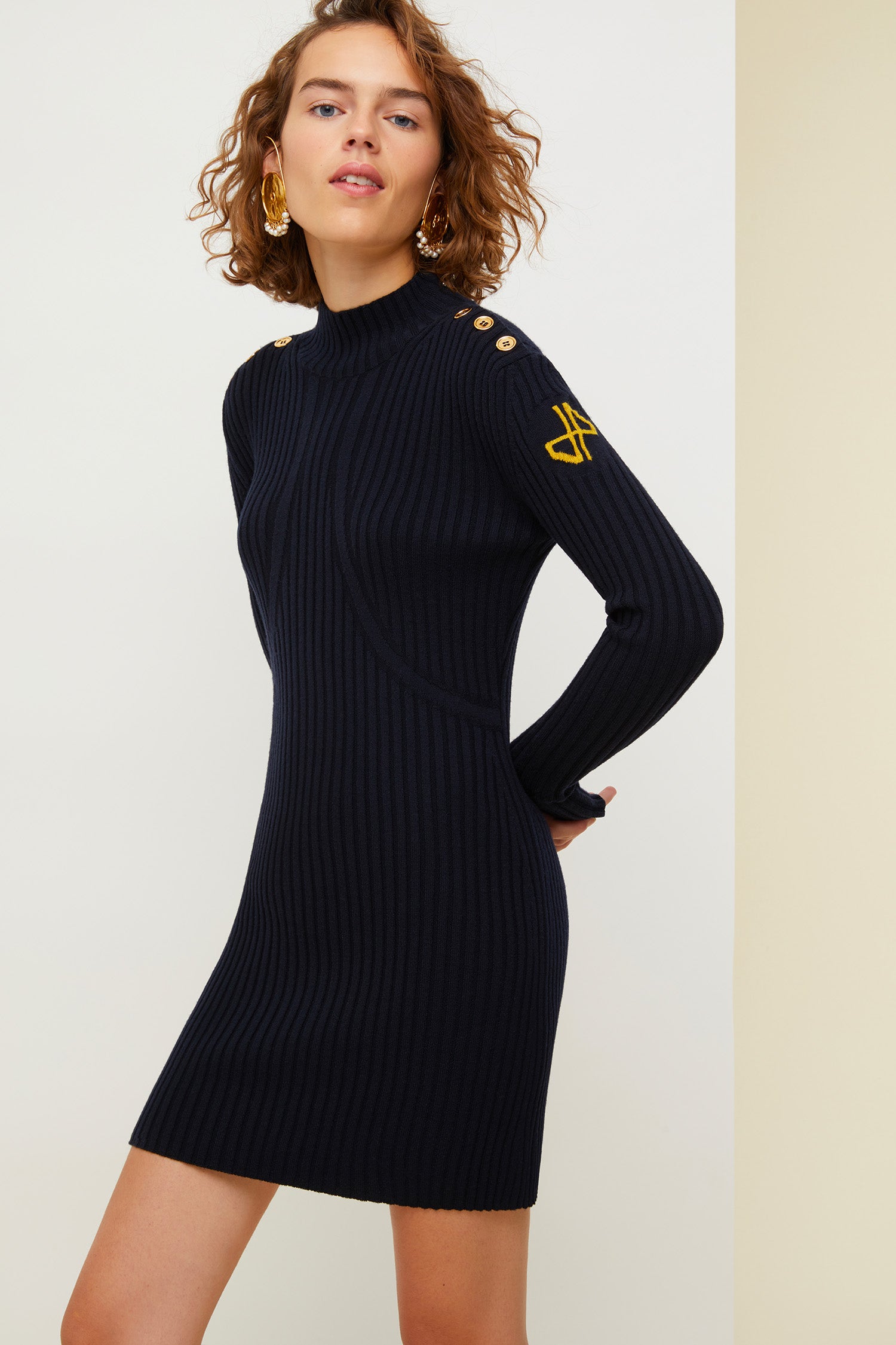 navy blue jumper dress PLAID BLUE DRESS