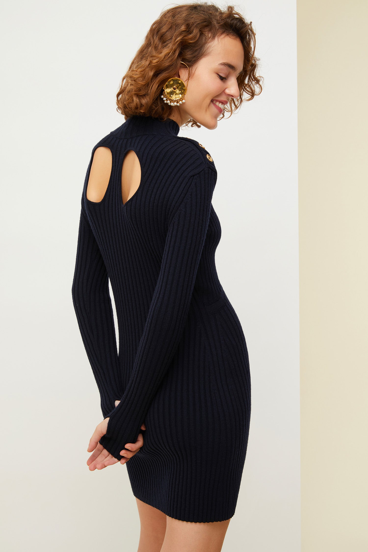 Patou | Navy blue jumper dress with cut-outs at the back - Patou.com Patou | Navy blue jumper dress with cut-outs at the back - Patou.com