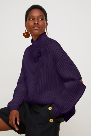 Pull oversize en laine Mérinos à découpes