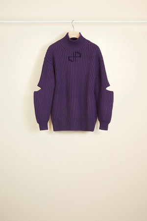 Pull oversize en laine Mérinos à découpes