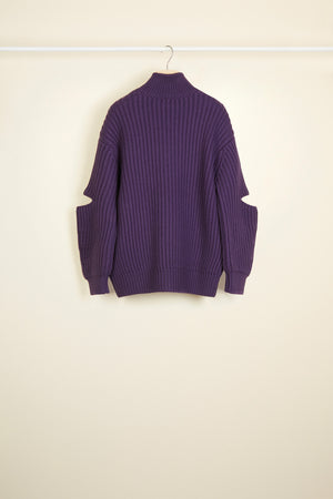 Pull oversize en laine Mérinos à découpes