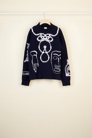 Maglione ricamato in lana merino