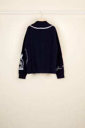 Maglione ricamato in lana merino