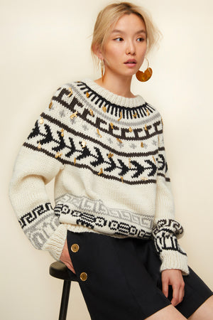 Maglione in lana jacquard con ex-voto