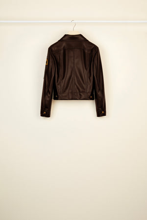 Veste en faux cuir à logo brodé