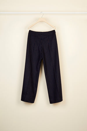 Chalk stripe wool straight leg trousers