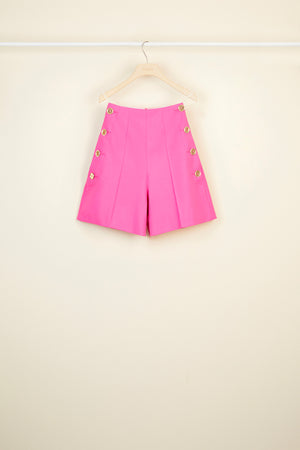High-waisted virgin wool shorts
