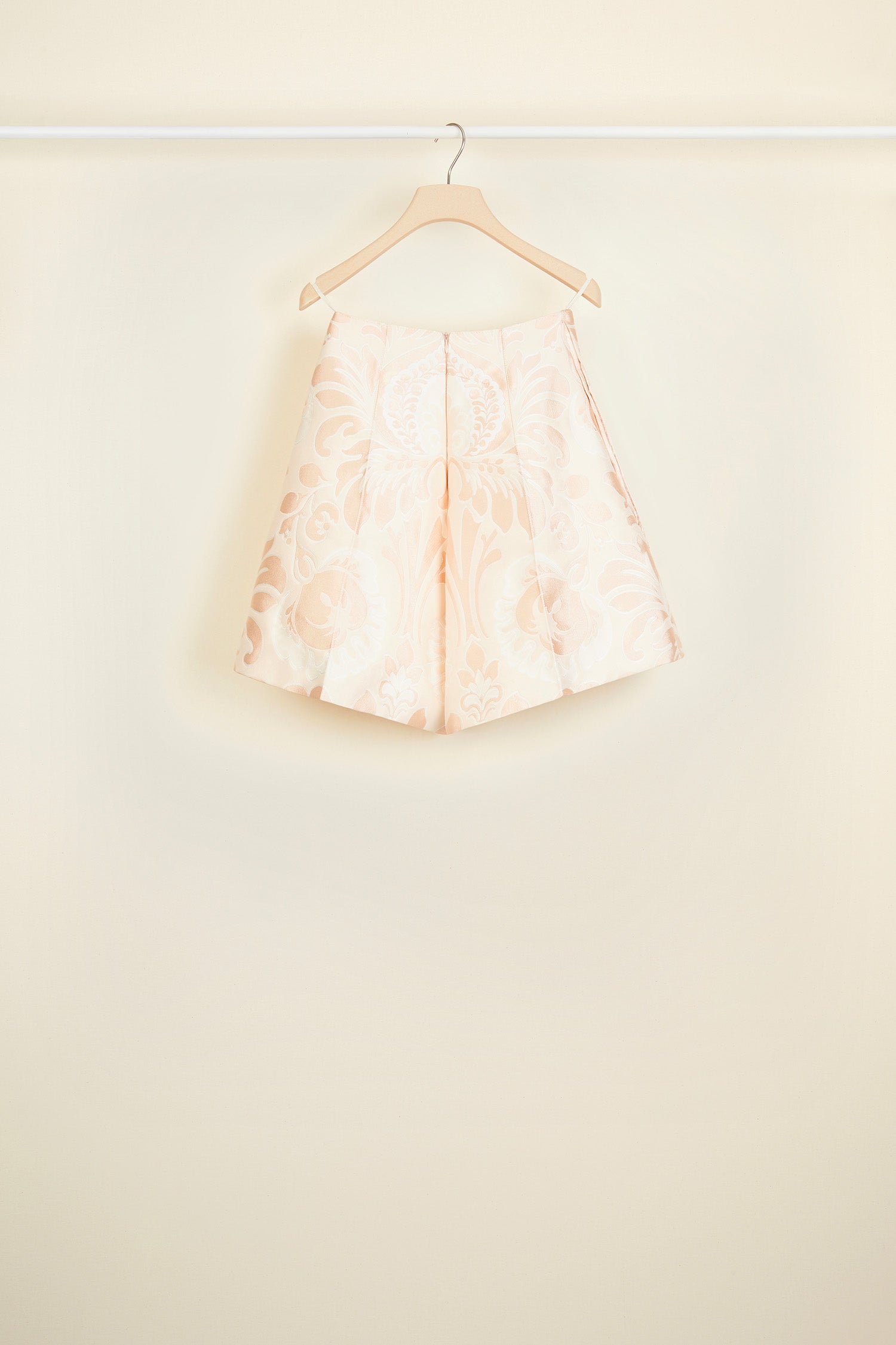 Patou - High-waisted silk brocade shorts - Peach Blossom - The opulence of brocade, the whimsical allure of crochet.Peach Blossom silk brocade shorts. High-waisted style with two rows of black crochet buttons at the sides. Large side pockets. Zip fastening at the back. Lined.