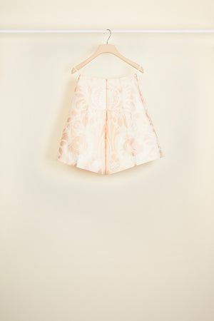 High-waisted silk brocade shorts