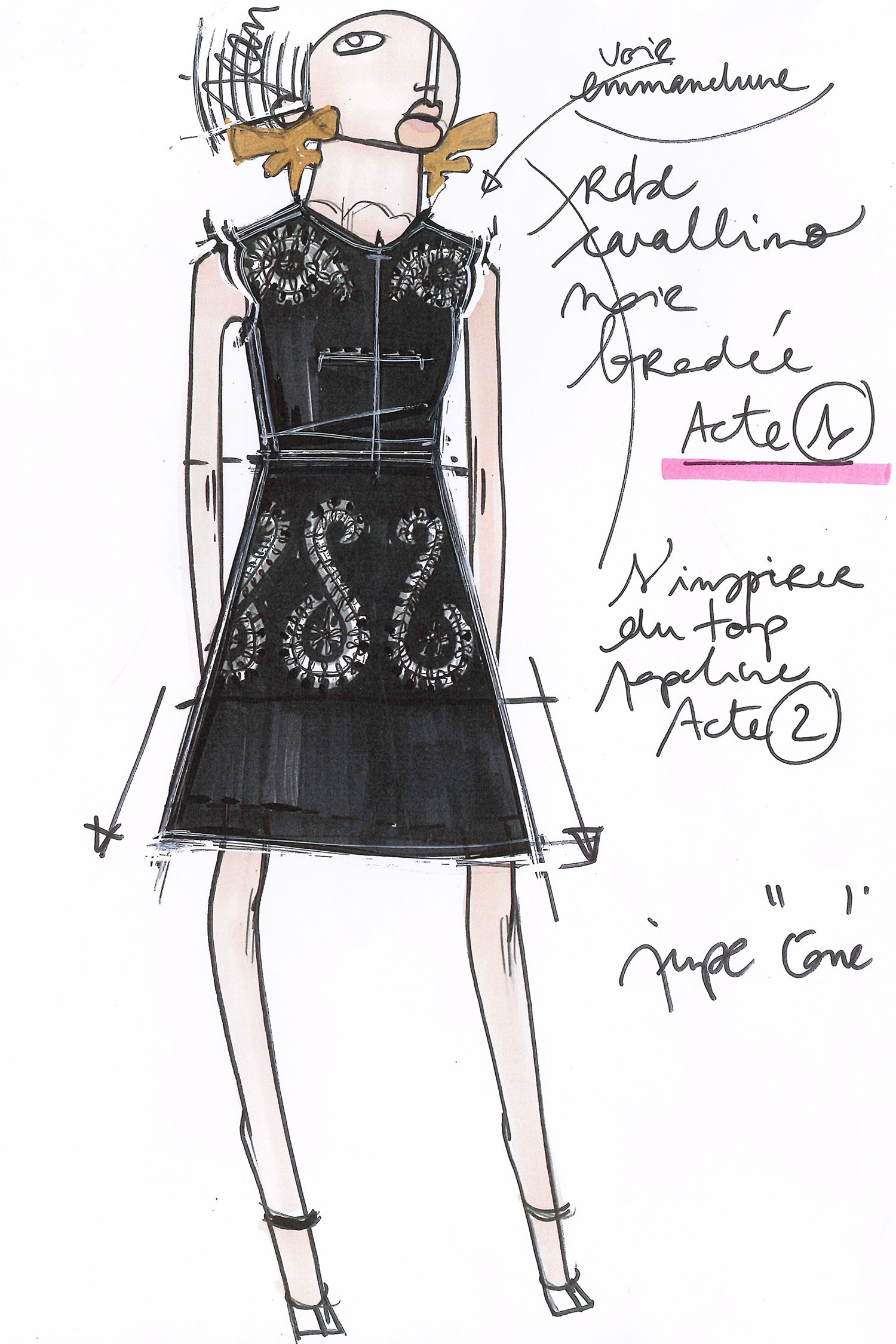 Patou - Faux ponyskin midi dress - Black - A couture silhouette with a conscience: that’s so Patou!  Black faux ponyskin midi dress. A-line silhouette with a fitted bodice. Removable white poplin collar. Cut-out detailing across the chest.