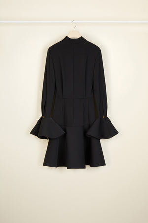 High neck 3D mini dress in recycled cady