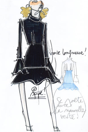 High neck 3D mini dress in recycled cady