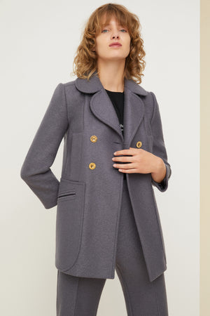 Longline double-breasted wool jacket
