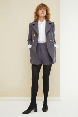 Longline double-breasted wool jacket