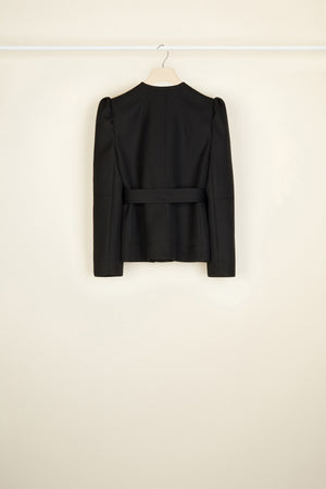 Cropped tricotine wool jacket