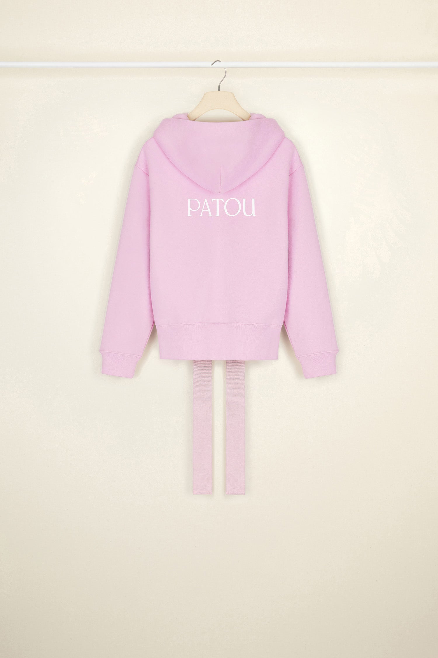 Patou - Organic cotton Patou zip-up hoodie - Lilac - The girl with the Patou hoodie.Lilac organic cotton zip up hoodie. Exaggerated grosgrain ties designed to hang loose at the front. Gold-coloured zip with stylised logo pull tab. Lettering logo in black at the back. Ribbed cuffs and waistband.