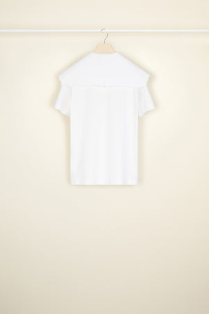 Organic cotton tee with embroidered poplin collar