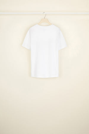 Organic cotton tee with embroidered poplin collar