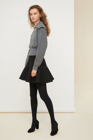 Zip-up sailor collar wool jumper