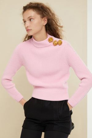 Pull breton en laine à boutons broche