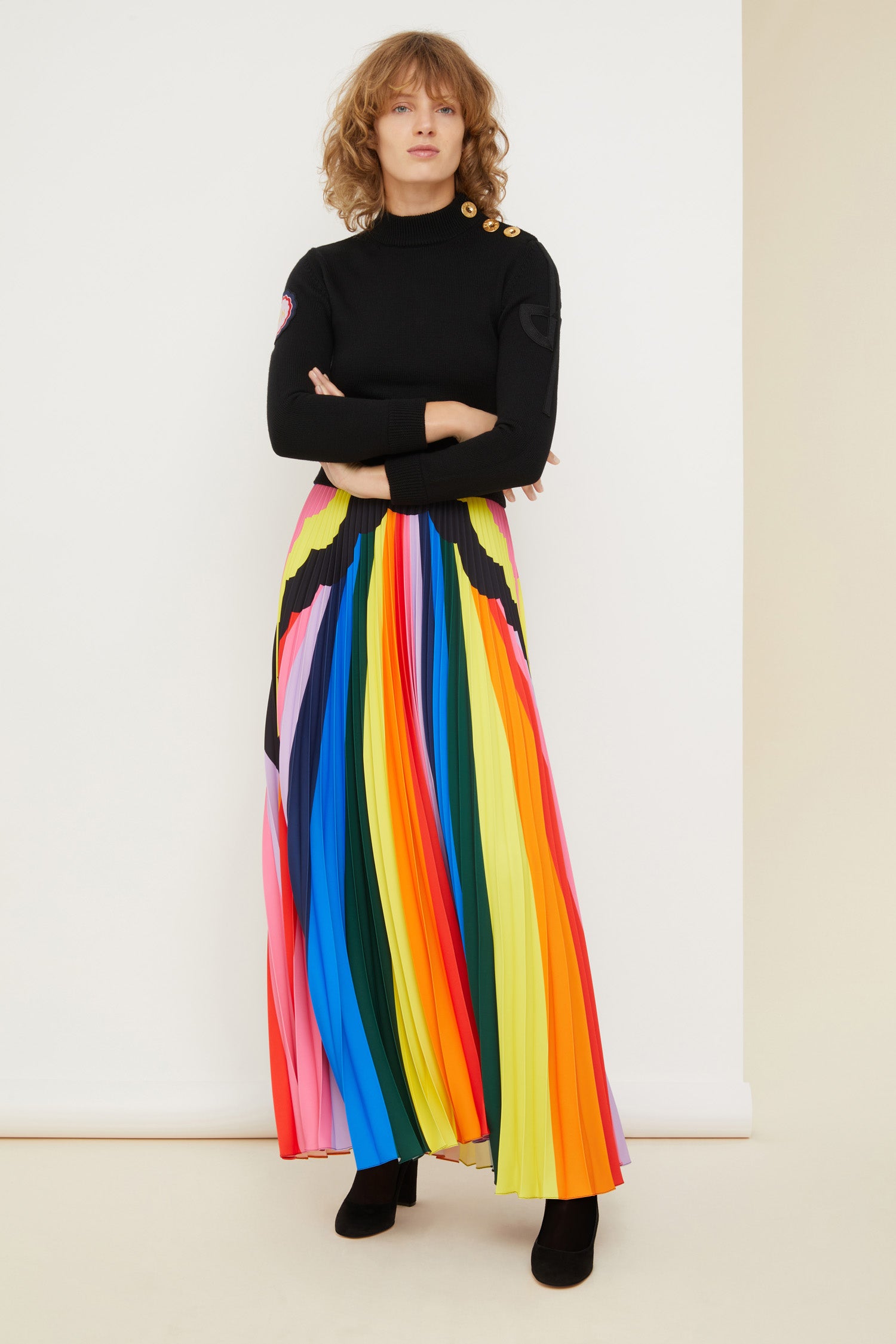 Patou - Psychedelic pleated maxi skirt - A Psychedelic World - A joyful rainbow of Patou brights over couture sunray pleats. Multicoloured cady pleated maxi skirt. Featuring Act 1’s hand-drawn psychedelic-style print. Zip fastening at the side.